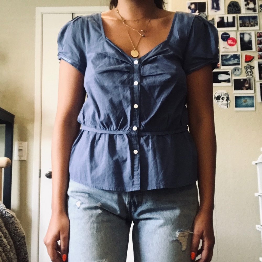 Juicy Couture Peplum Shirt with White Buttons